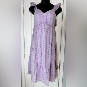 Light Purple Eyelet Cotton Ruffle Hem Maxi Summer Beach Dress By Sincerely Jules
